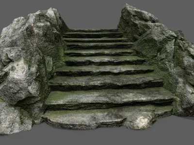 Stairs set of made out of rocks Low-poly 3D model order