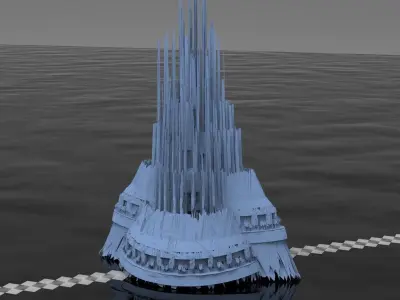 Sci fi City Dome floating island 5 3D model