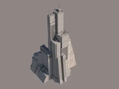 Brutalist Sci Fi Skyscrapers Kit 3D model