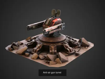 Sci-fi gun turrets 3D Model Pack