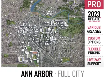 Ann Arbor Low-poly 3D model