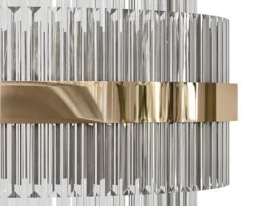 Liberty modern chandelier in gold and glass 3D model