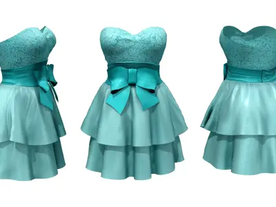 Strapless Barbie Doll Dress Low-poly 3D model