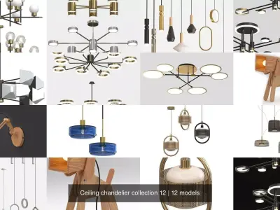 Ceiling chandelier collection 12 3D Model Pack