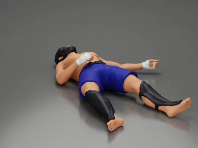 Defeated fighter lying on the floor after the battle 3D print model