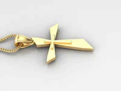 Light Gold 18K Cross Pendant 2CP026 3D print model