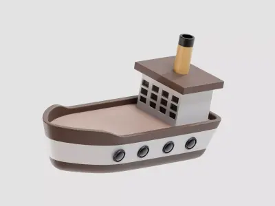  Cartoon Ship 3d model Low-poly 3D model