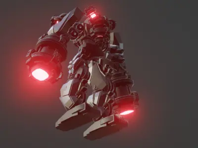Rigged Sci-fi robot 01 3D model