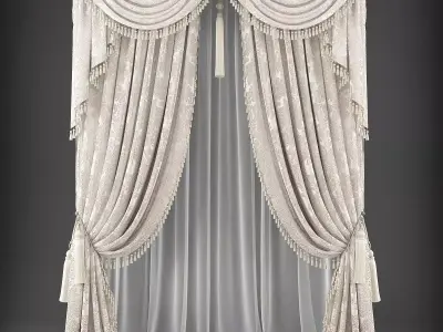 Curtains curtain with tassels Low-poly 3D model buy
