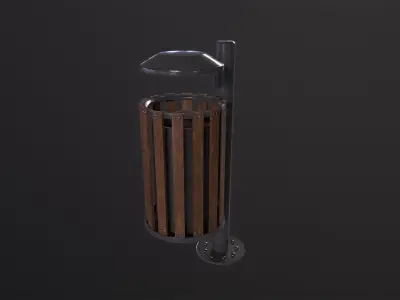 Wood Trash Bin 3D Model Low-poly 3D model