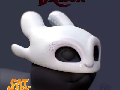 Light Fury Cat Mask  How to Train Your Dragon Pet Cosplay 3D print model
