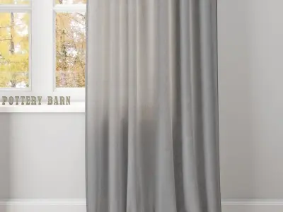 TEXTURED COTTON TAB-TOP DRAPE-Pottery Bar 3D model