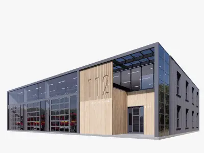 fire station Low-poly 3D model