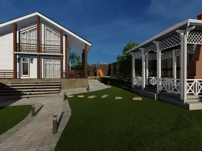 2 stores cottege Free 3D model
