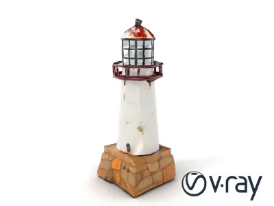 Chipped Lighthouse Sculpture model pack Low-poly 3D model