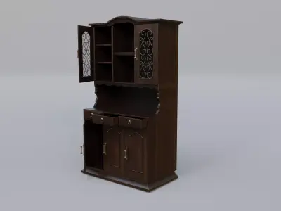 Cabinet 2 wooden with doors and drawers Low-poly 3D model purchase