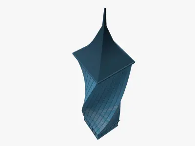 Cartoon skyscraper building 6 Low-poly 3D model