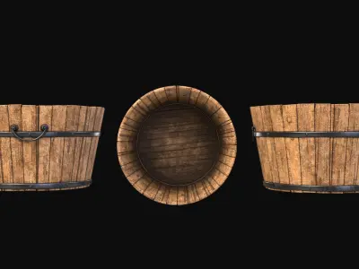 Medieval Market- Wooden Buckets Free 3D model