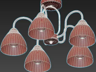 alfa-324017305 five light chandelier with gold and glass shades 3D model