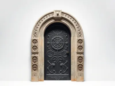Gothic Arched Door Model Pack Low-poly 3D model