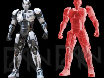 Android Mecha 093 Low-poly 3D model