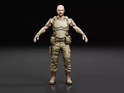 Desert Mercenary Free low-poly 3D model