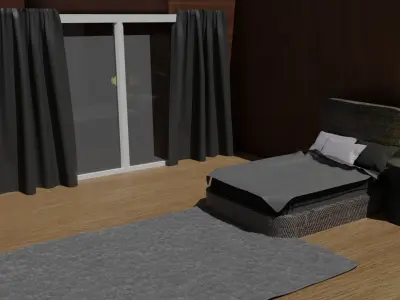 BedRoom with Carpet and Window 3D model
