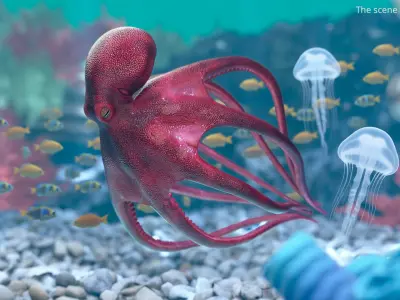  Octopus Vulgaris Animated Rigged for Blender 