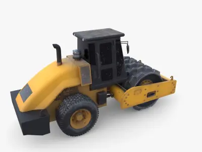Road roller V4 Low-poly 3D model