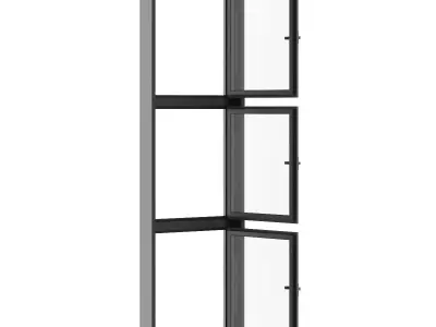 Black Metal Window 800mm x 2700mm 3D model