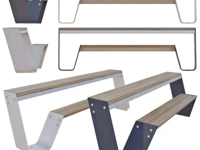 Multi-functional city bench 3D model