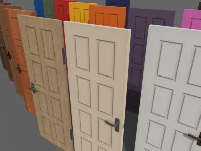 PBR Wood Door B6 Low-poly 3D model