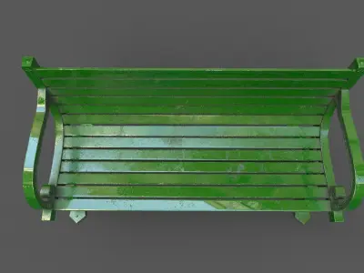 Street Bench Low-poly 3D model