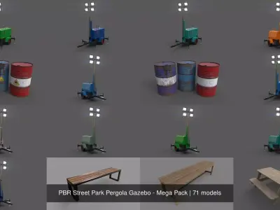 PBR Street Park Pergola Gazebo - Mega Pack