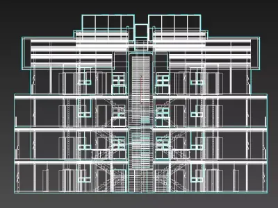 Modern Cubic Apartment Building - High-Detail Urban Architecture 3D model