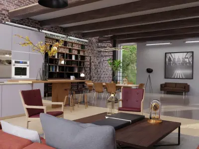 Scandnavian Loft Interior 3D model
