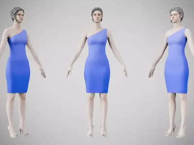 Dress 19 Very Light Blue Low-poly 3D model