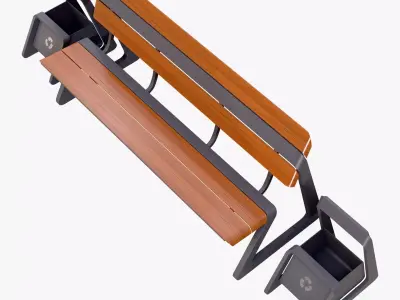 Eco City Bench Integrated Bins M1 3D model