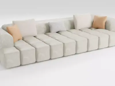 Suede sofa in a modern style in light colors 3D model