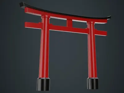 Torii Gate 1A Low-poly 3D model