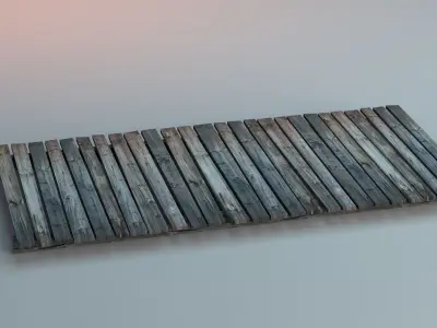 Wooden Fence And Deck And Crate Low-poly 3D model