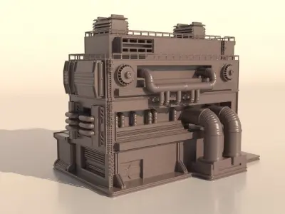 Sci-fi Factory building for 3Dprint 3D print model