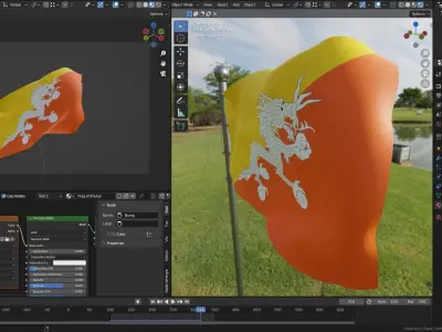 Animated Bhutan Flags 3D model