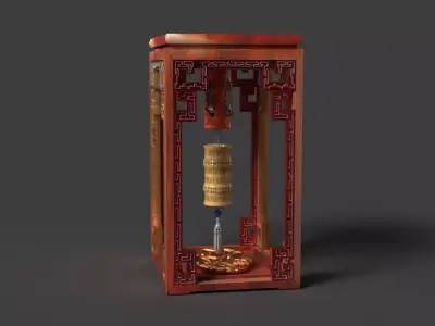 Chinese Red Bamboo Lantern  Low-poly 3D model