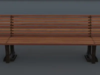 Wooden Bench PBR Game Ready 3D Model Low-poly 3D model