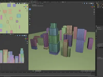 24 low poly buildings Low-poly 3D model