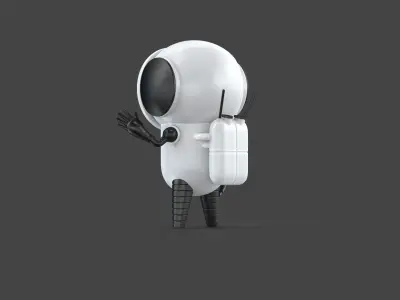 Cute Robot with Looped Run Animation and Emotions Low-poly 3D model