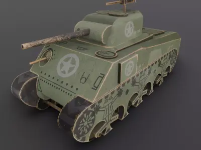 Wooden Toy Vehicle  Low-poly 3D model