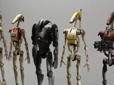 Star wars Battle Droids Low-poly 3D model