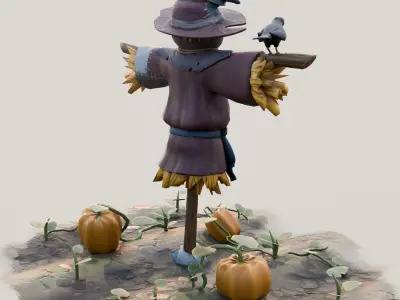 Stylized Handpainted ScareCrow Low-poly 3D model